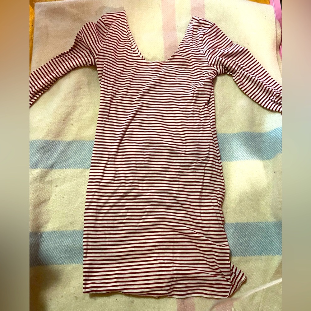 Red & White cute striped dress. Soft cotton